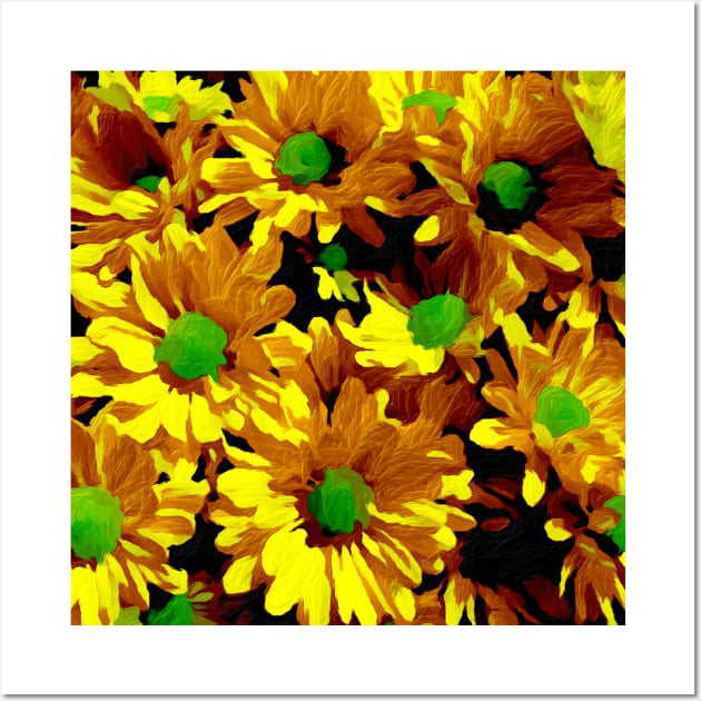 Yellow abstract flowers Wall Art by JoeStylistics